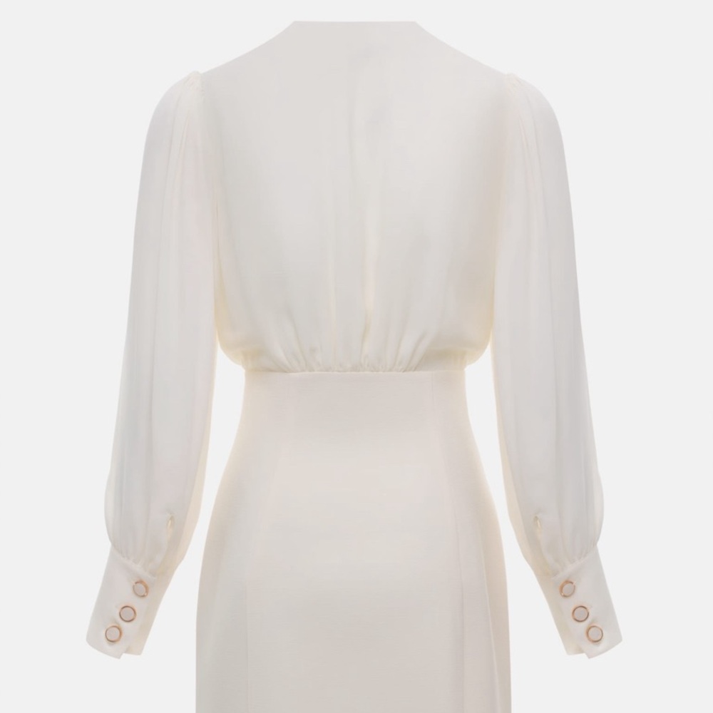 White mini dress with wrap bodice / Size M / Lichi / Brand new